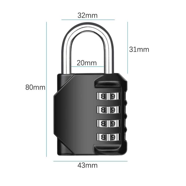 Combination Padlock Combination Code 2 Pieces 4-Digit Gym Padlock, Weatherproof Resettable Combination Padlock for School, Gate, Garden Fences