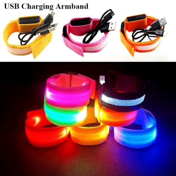 Mordely USB laddningsarmband LED-lysande armband BLÅT BATTERISTIL Blue Battery style-Battery style