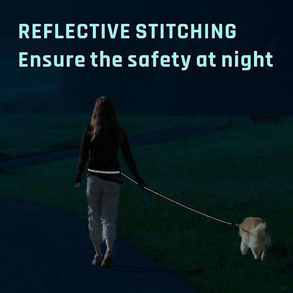2023 Dog Leash, Upgrade Hands-free Dog Leash With Two Bungees, Long Nylon Dog Leash With Adjustable Waist Belt For Running
