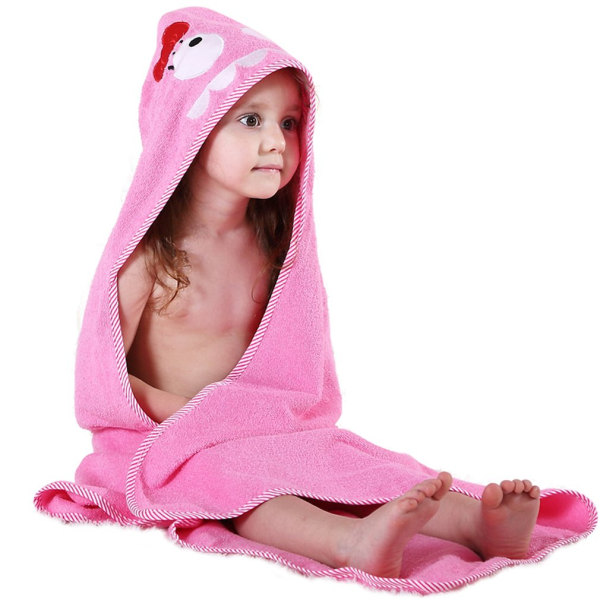 2023 Animal Face Baby Hooded Cotton Bathrobe for Boys and Girls Age 0-6 Pink