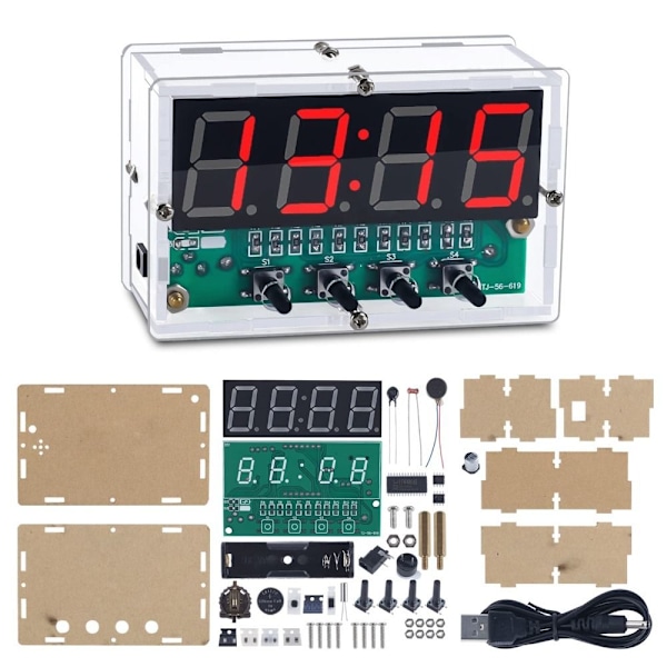 Mordely Elektronisk klocksats 4-siffrig digital DIY-klocksats DIY-larm