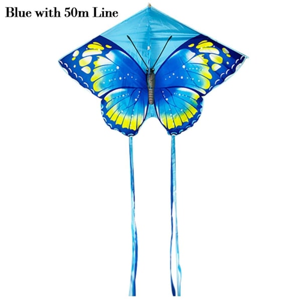 Mordely Butterfly Triangle Kite 50/100 Meter Kite BLÅ MED 50M LINJE