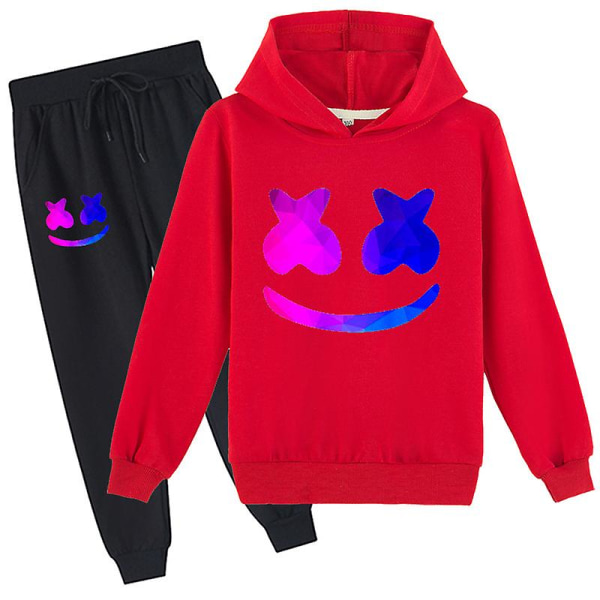 Marshmello Cotton Candy Dj Middle School Hoodie+ set för pojkar och flickor red 110cm