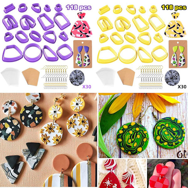 Mordely 118st Polymer Clay Cutters Örhängen Cutters GUL yellow