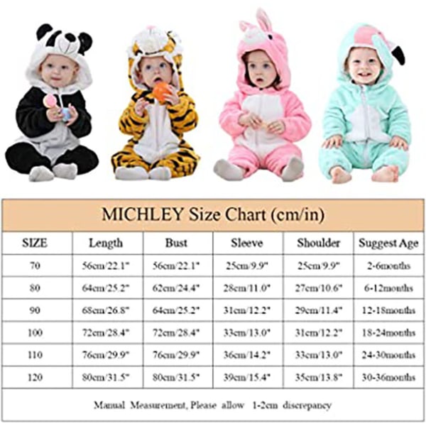 Mordely Unisex Baby Romper Winter Autumn Flannel Jumpsuit Animal Cosplay Costumes Rabbit 70CM