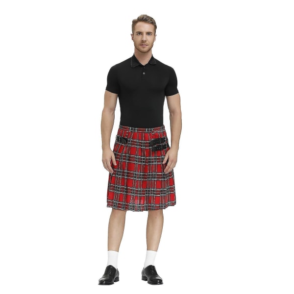 Men's plaid pleated skirt, traditional stage dress XL