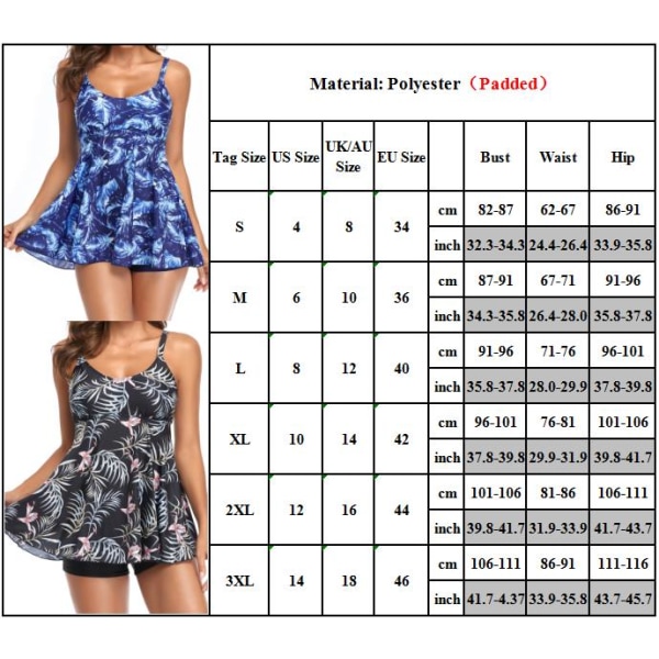 Mordely Dam Tankini Badkläder Oversize Print Slip Mini Dress Beach C S