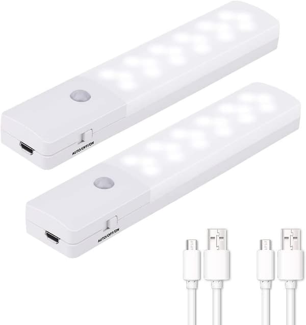 Wireless Night Light With Motion Sensor, 18 Led Rechargeable Battery Lamp Automatic Night Light For Cabinet, Closet, Carage, Hallway (2 Pack)