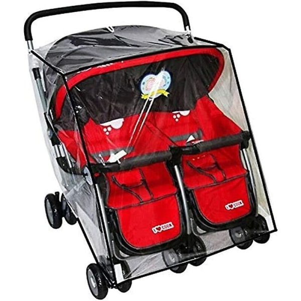 Mordely Universal Side By Side Twin Stroller Rain Cover Clear Pvc Dust And Windproof For Double Pram Stroller