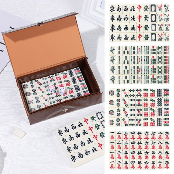 Mordely 144 brickor Mah-Jong Set Mahjong Party Gambling Game