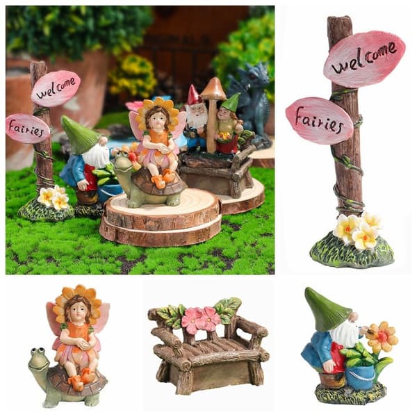 Miniatyr Gnome Figurine Roadsign Stol 4
