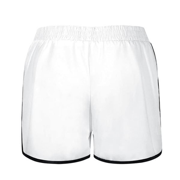 Mordely Women's Double Layer Drawstring Elastic Waist Athletic Shorts with Pockets,- White 4XL