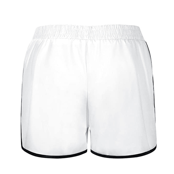Women's Double Layer Drawstring Elastic Waist Athletic horts with Pockets,- White S