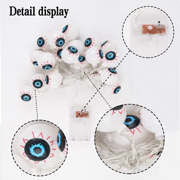 Halloween Eyeball String Lights 30LED Lights Batteridriven green