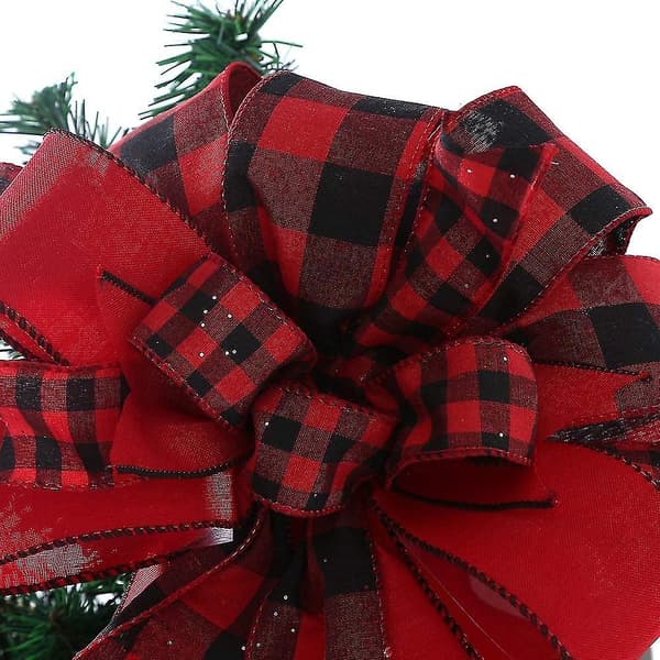 2023 1st Christmas Tree Topper Bow Röd Streamer Mesh Streamer