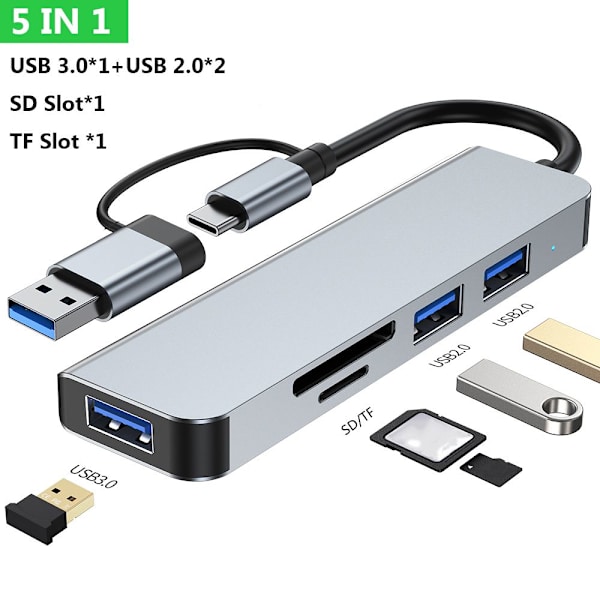 Mordely USB C Hub USB 3.0 Type-C Splitter Multiport Dock Station 5 IN 1