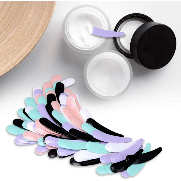 2023 100pcs Disposable Mini Cosmetic Spatula Multicolor Mascara Spatula Plastic Waxing Spatulas Mask Spoons for Mixing and Sampling