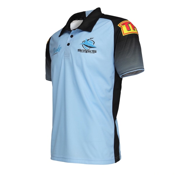 Mordely 2021 Cronulla Sutherland Sharks Sky Blue Polo Rugby Jersey tröja L