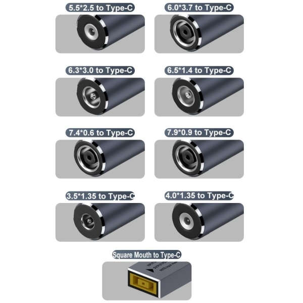 Mordely DC till typ C-omvandlare Laddningskabel för bärbar dator 7,9X0,9MM 7,9X0,9MM 7.9x0.9mm