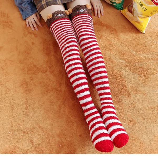 Mordely Coral Feece Sock Modeling Knästrumpor STYLE 6 Style 6