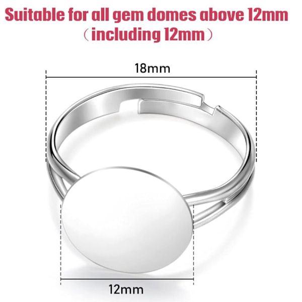 40st Justerbar Ring Bas Blank Ring Justerbar Ring Cabuchon