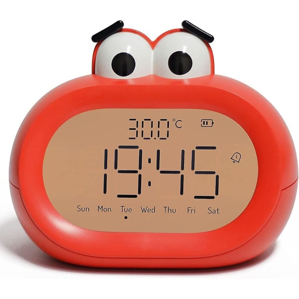 2023 Cute Cartoon Children's Alarm Clock, Bedroom Alarm Clock, Desktop Clock, Dual Purpose Intelligent Electronic Alarm Clock - Red