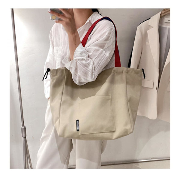 Fashion Versatile Canvas Shoulder Bags Female Simplicity Handbags Large-capacity Commute Ladies Leisure Crossbody Bag ( Khaki)