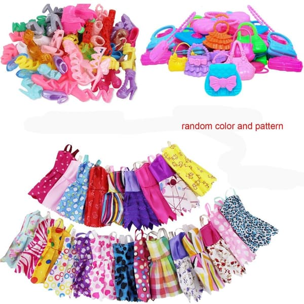 Mordely 1 Set Random Doll Kläder Tillbehör Skor Klänning 99ST 99PCS