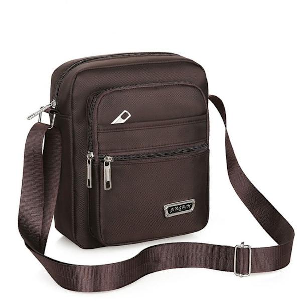 Mordely Herr Crossbody-väskor Axelväska BRUN 6 DRÄCKDRÅGOR brown 6 zippers-6 zippers