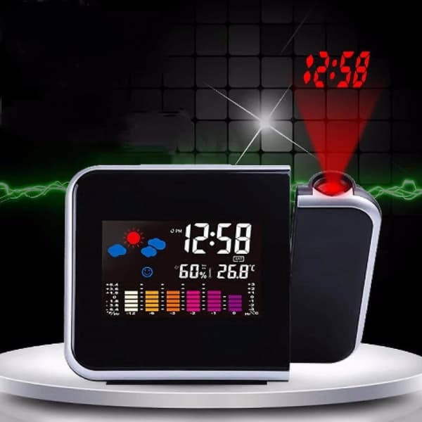 Projection Digital Alarm Clock For Bedroom, Large Led Alarm Clock Projection On Ceiling Wall, 350projector,usb Charger,for Heavy Sleeper Kid Eld