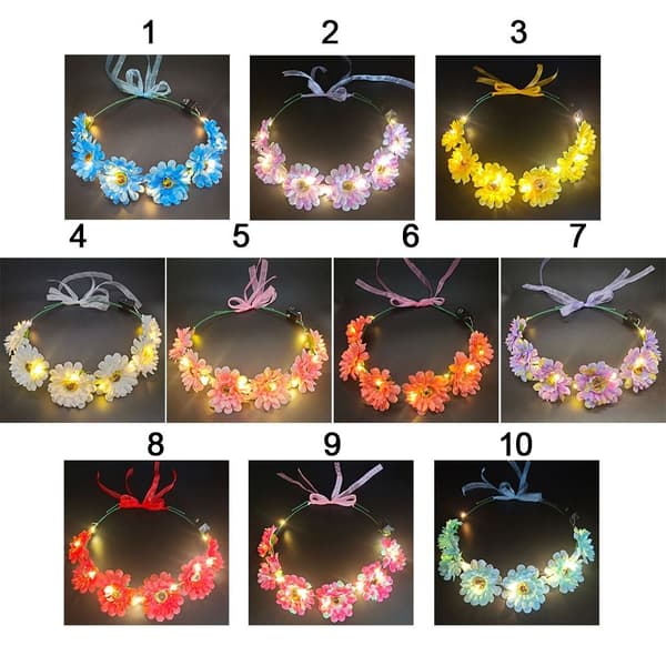 Mordely Glödande LED-krans Halloween Crown Flower 10