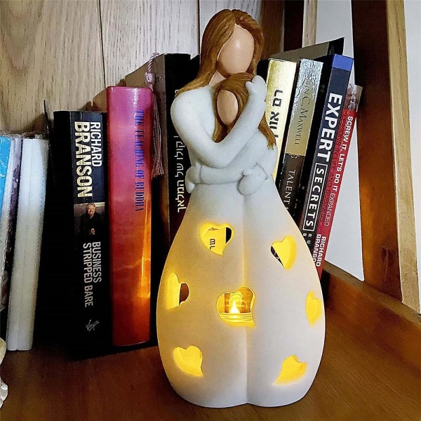 Mordely Mamma Kram Dotter Ljusstake Harts Dekorativ statyprydnad med LED