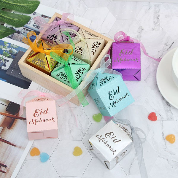 Mordely 10/20/50st Eid Mubarak Godislåda BLÅ 10STK blue 10pcs