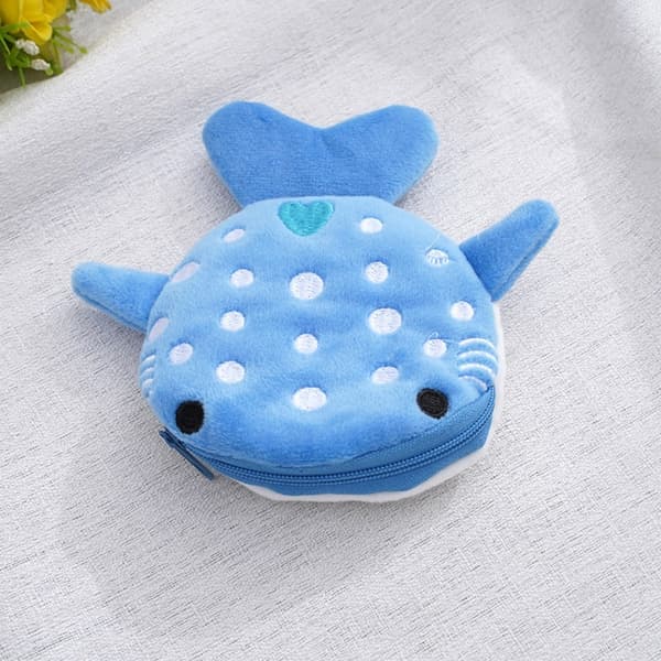 Mordely Plysch Shark Wallet Myntväska BLÅ Blue