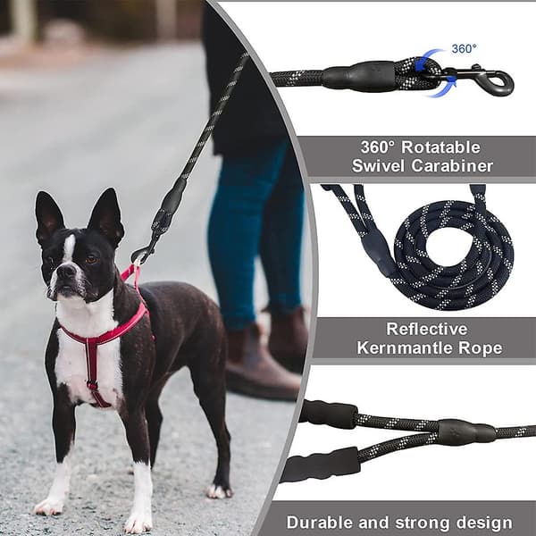 Durable Nylon Dog Leash, Dog Leash, With High Reflective Line And Comfortable Cushion Handle