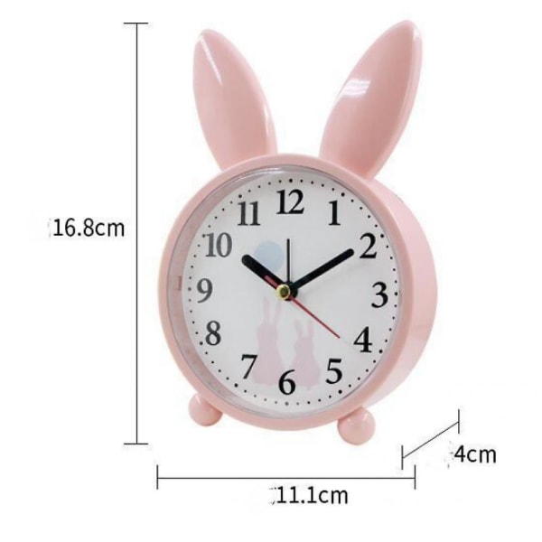 2023 Cartoon Rabbit Alarm Clock Simple Silent Small Alarm Clock Student Bedside Alarm Clock Gift Home Decoration - Light Pink