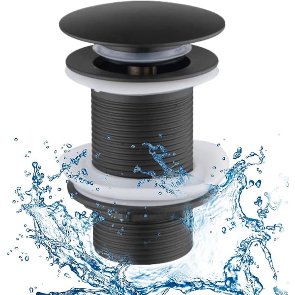 Universal Drain Plug Without Overflow - For Bathtub, Shower, Sink, Washbasin - Black