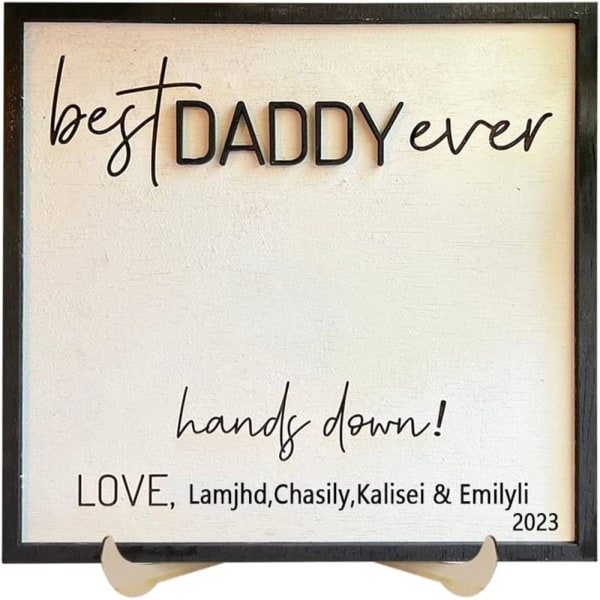 Mordely Handprint Träplakett Kid Handprint Gift PAPPA PAPPA DAD