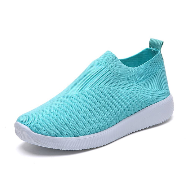 Mordely Womens Sport Mesh Andas Slip On Flat Outdoor Sneakers Skor Sky Blue 37