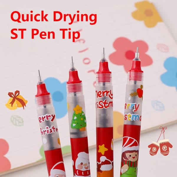 Mordely 6ST/ Set Christmas Snabbtorkande Rak Flytande Roller Ball Pen