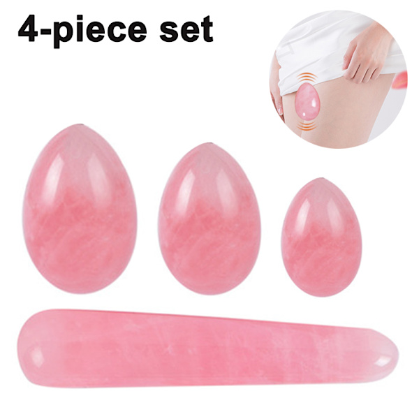 Mordely Ägg Jade Sten Ägg , Massage Ägg Stenar 4ST Kristallchakra Pink