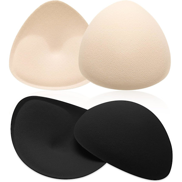 2 par BH-kuddar-inlägg, triangel-ventilerande BH-inlägg Black Skin B
