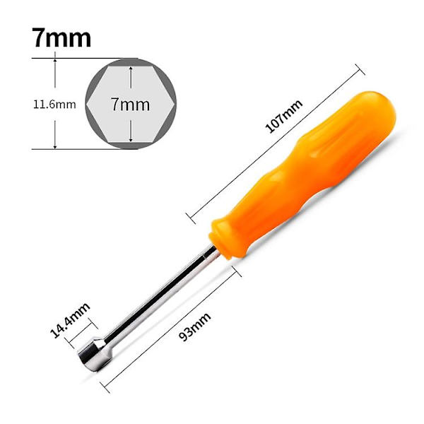 2023 7mm External Hexagon Socket Hand Wrench Driver