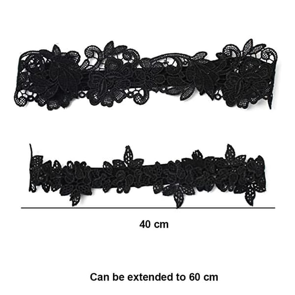 Mordely 2 st Bröllopsspets Trim Bröllop Brud Strumpeband black