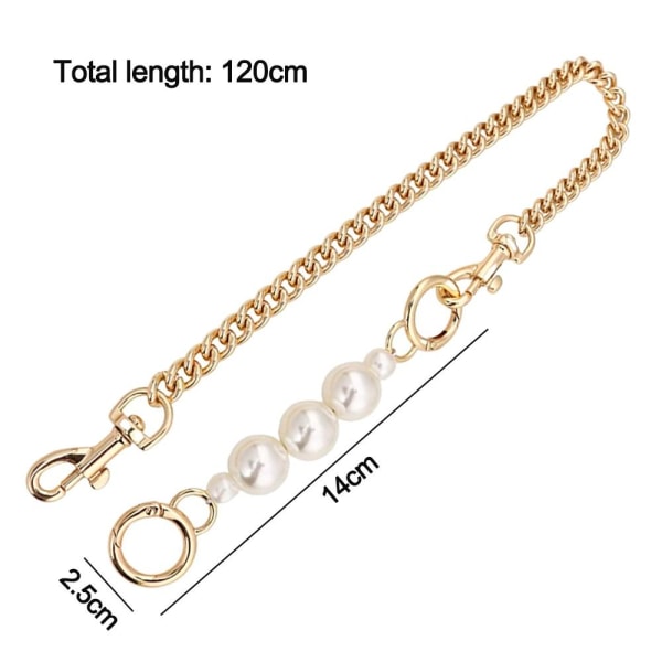 Mordely Bag Chain Strap Extender Bag Chain för handväska Pearl Extension guld gold