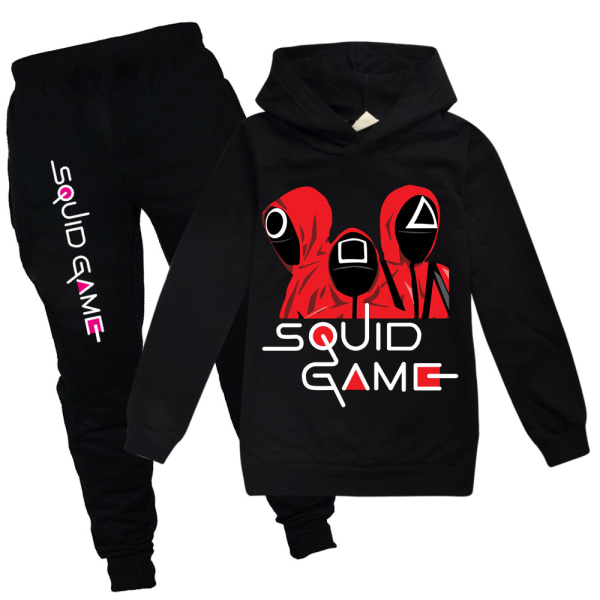 Mordely Squid Game Sport Casual Hoodie Sweatsuit +byxor Barnkläder black 160cm