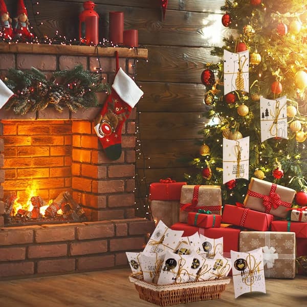 Påfyllningsbar adventskalender, 24 adventspresentförpackningar, DIY-julpresentförpackningar, julkuddar för att pyssla och dekorera