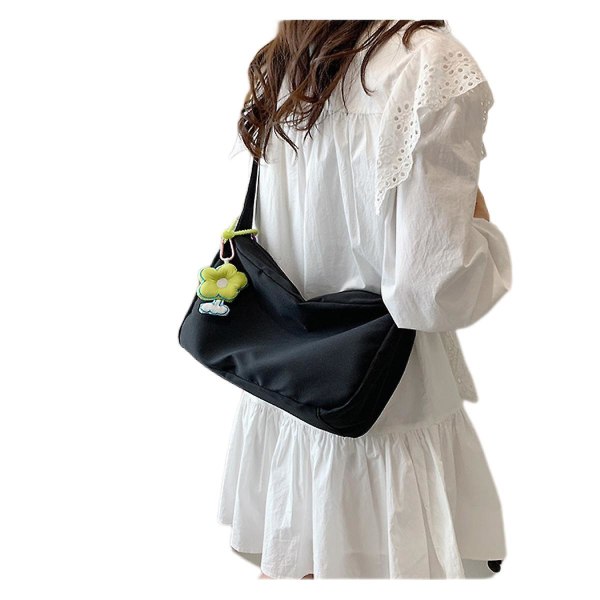 Large-capacity Pillow Bag Solid Color Women Messenger Bags For School And Daily Black