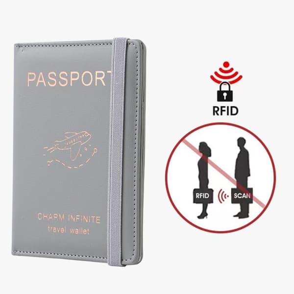Mordely RFID Passport Cove Passport Protector GRÅ Grey