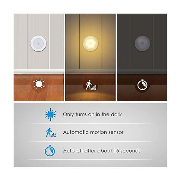 2023 Night Light With Motion Sensor, Motion Light With Battery, Auto On/off, Led Sensor Light, Cabinet Lights, For Hallway, Bedroom (warm White-3pcs)